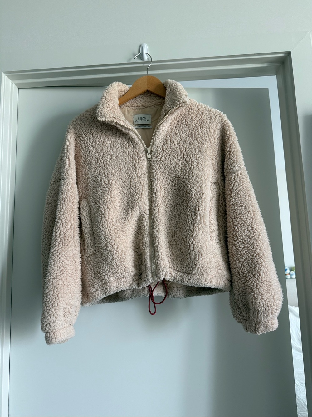 Urban Outfitters Light Beige Sherpa Zip Jacket
